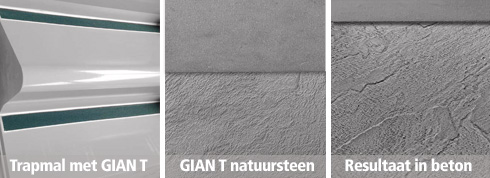 GIAN T800, trapneus, natuursteen, beton, anti-slip, structuur, profiel, trap, bordes, galerij, balkon